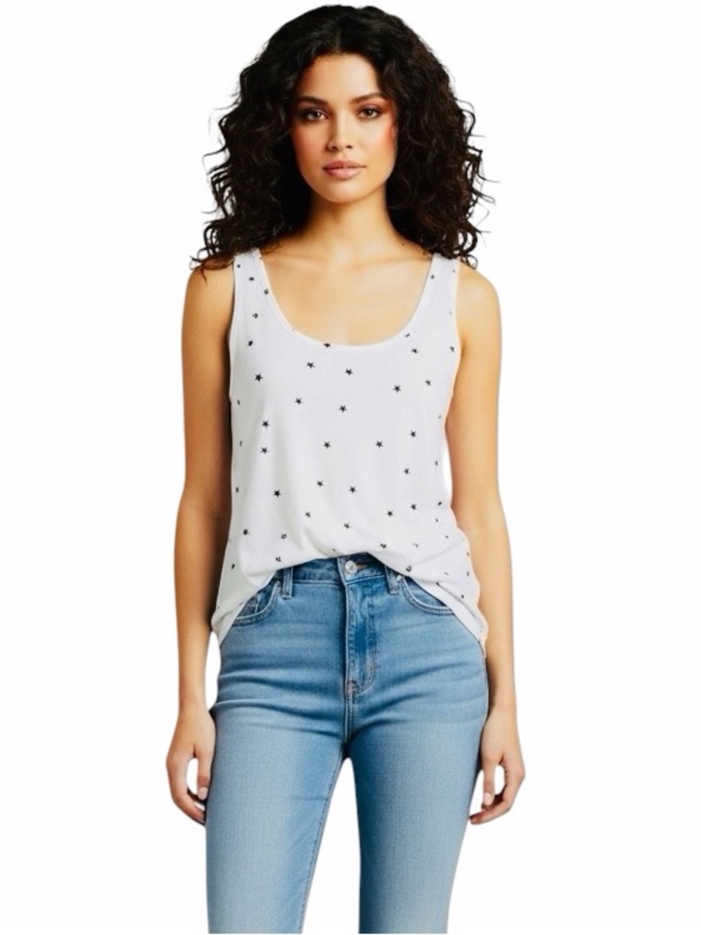 L’AGENCE NEW SCOOP NECK STAR TANK TOP.